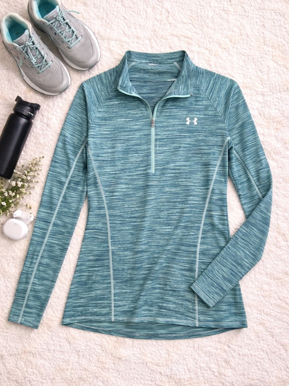 Under Armour Women's Teal Space-Dyed Quarter Zip Pullover